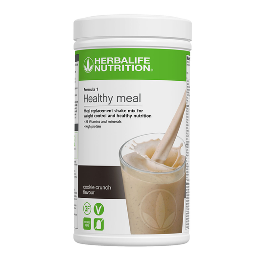 High-Protein Herbalife Recipe: The Cookie Crunch Shake Bowl guide with purple comparison cards, useful tables, FAQ dropdowns and Lose Weight Feel Great shop links.