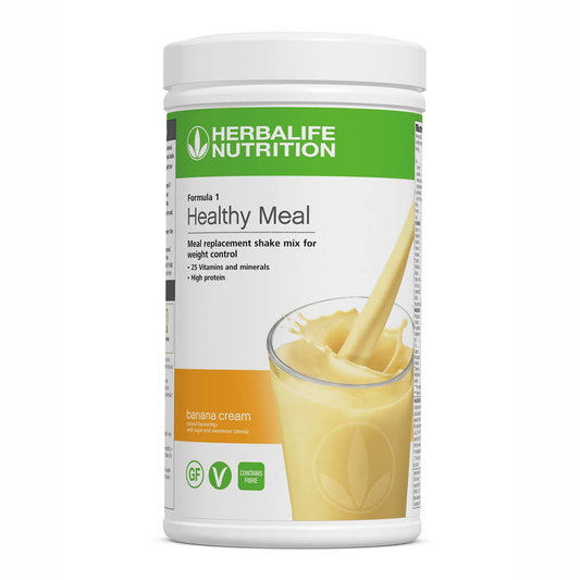 Herbalife Formula 1 Nutritional Shake Mix - Banana Cream flavour 550g canister representing Herbalife Membership savings and member pricing in the UK