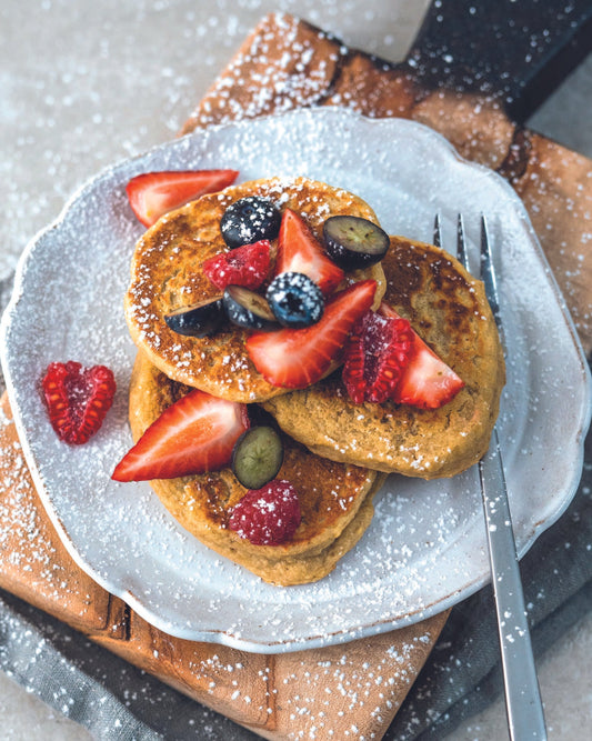 Banana cream protein pancakes