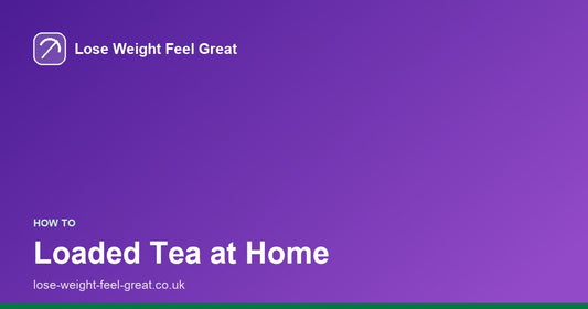 Lose Weight Feel Great share card, white text reading Loaded Tea at Home on a purple gradient