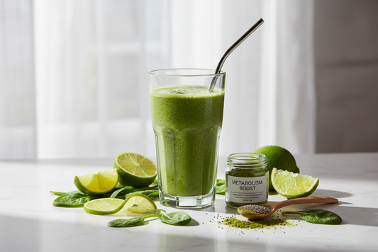 Metabolism Booster: Best Foods, Drinks & Supplements to Speed Up Metabolism UK 2026 guide with purple comparison cards, useful tables, FAQ dropdowns and Lose Weight Feel Great shop links.