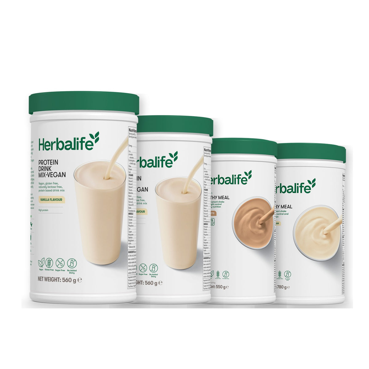 x2 Protein Drink Mix + x2 F1 Shake Mix Flavours of Your Choice with Vegan Protein Drink Mix - Cafe Latte / Vanilla (Large 780g)