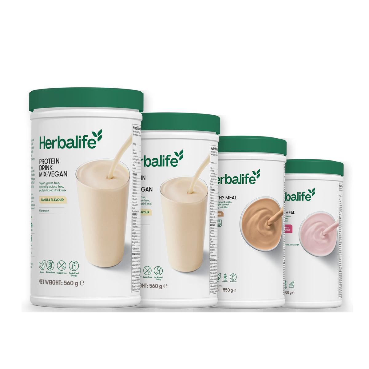 x2 Protein Drink Mix + x2 F1 Shake Mix Flavours of Your Choice with Vegan Protein Drink Mix - Cafe Latte / Free From Raspberry & White Chocolate
