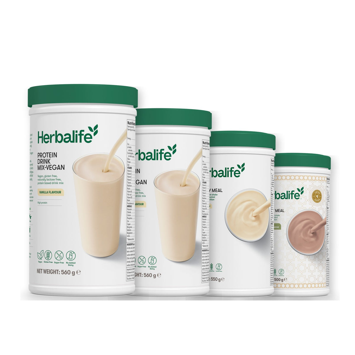 x2 Protein Drink Mix + x2 F1 Shake Mix Flavours of Your Choice with Vegan Protein Drink Mix - Vanilla / Dubai Style Chocolate