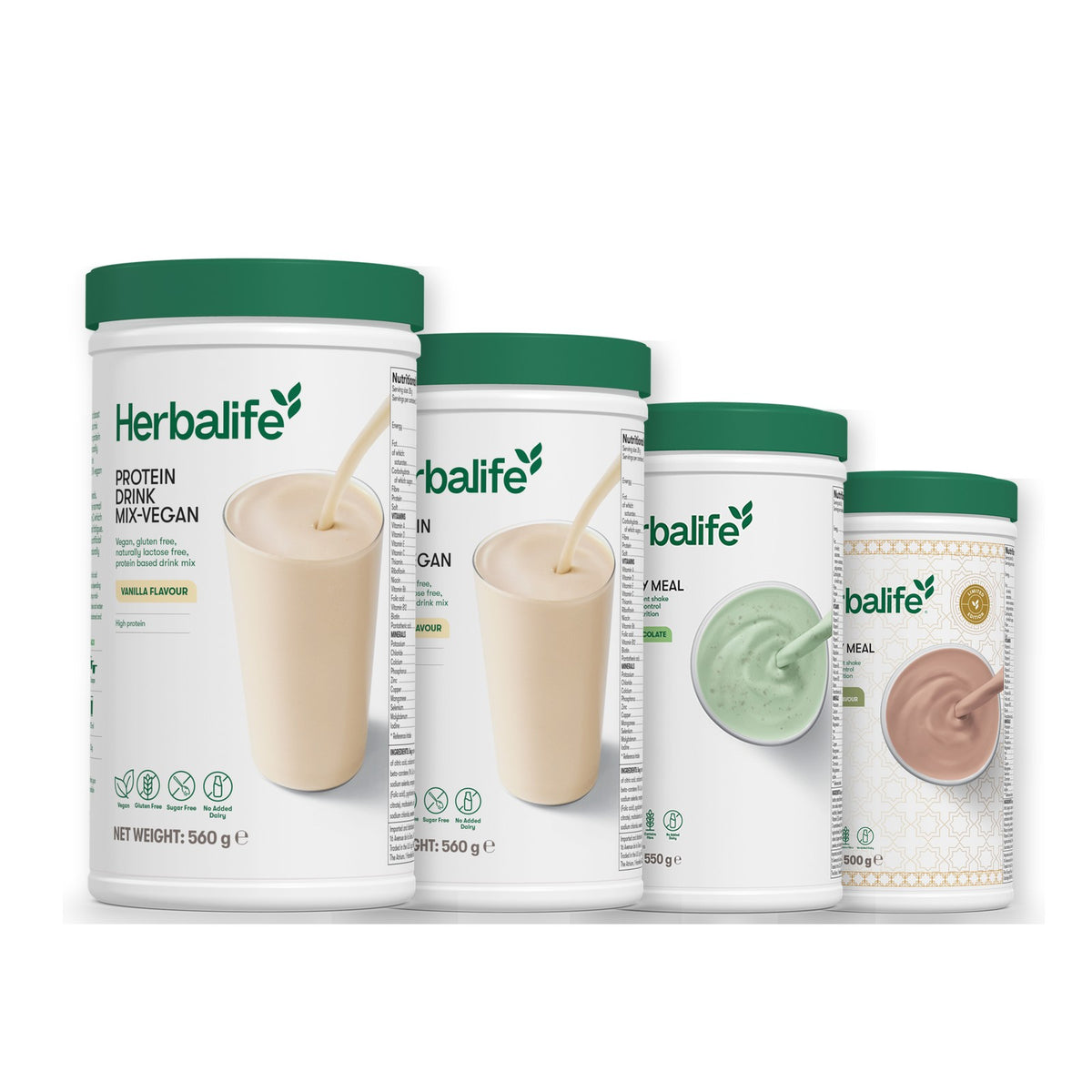 x2 Protein Drink Mix + x2 F1 Shake Mix Flavours of Your Choice with Vegan Protein Drink Mix - Mint Chocolate / Dubai Style Chocolate