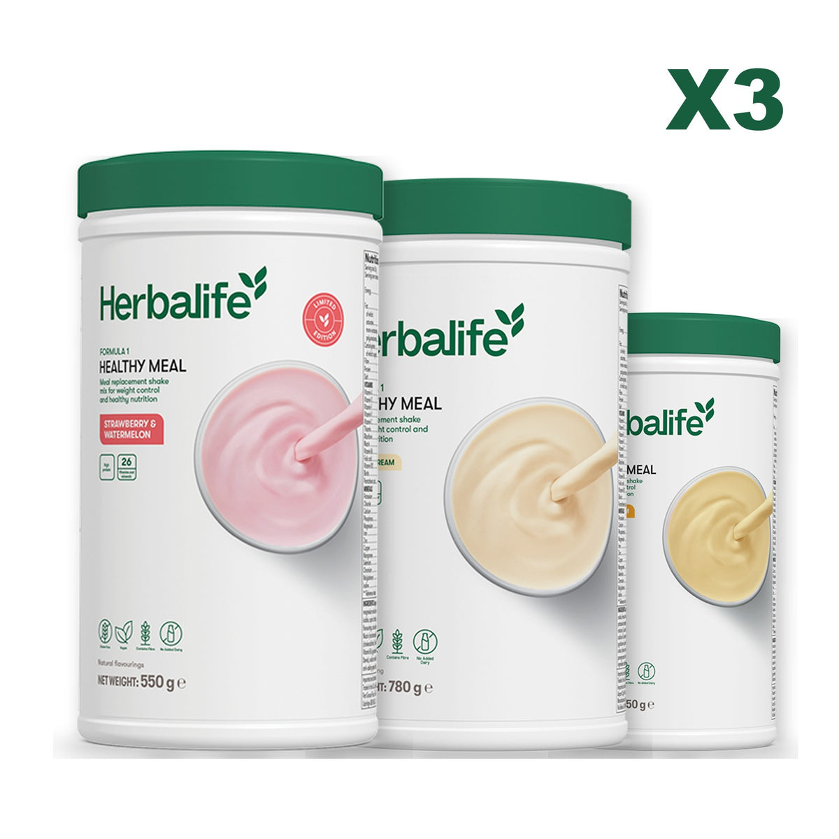 Formula 1 Strawberry Watermelon plus 2 flavours of your choice - Vanilla (Large 780g) / Banana Cream