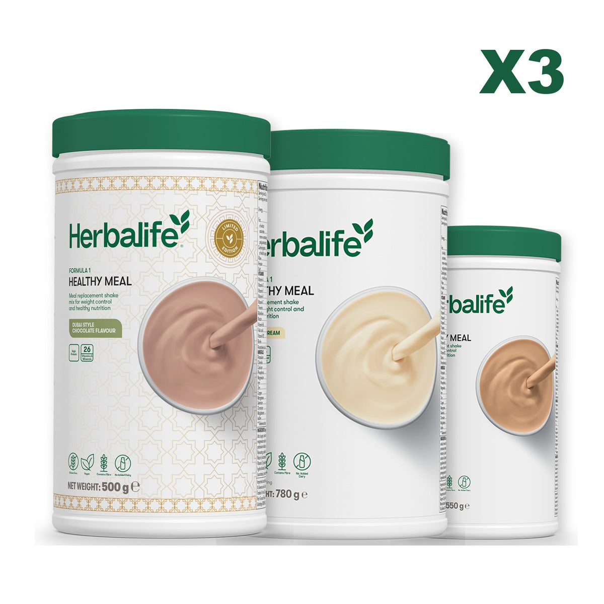 Formula 1 Dubai Style Chocolate plus 2 flavours of your choice - Vanilla (Large 780g) / Cafe Latte