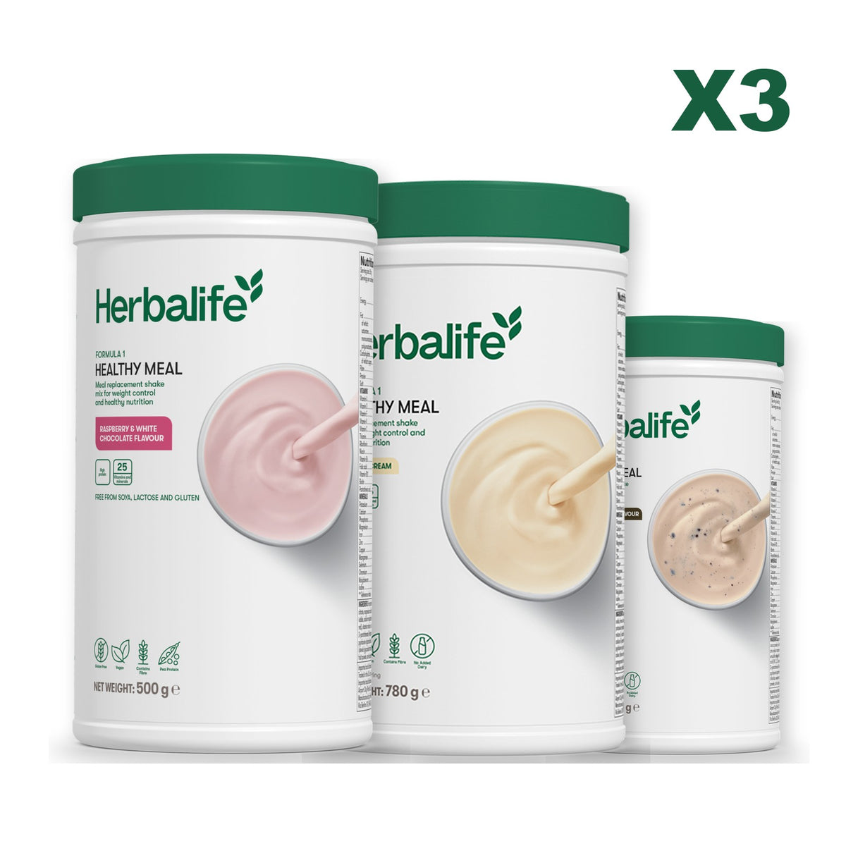 Formula 1 Free From Raspberry and White Chocolate plus 2 flavours of your choice - Vanilla (Large 780g) / Cookie Crunch