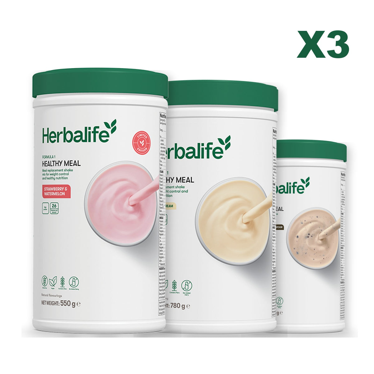 Formula 1 Strawberry Watermelon plus 2 flavours of your choice - Vanilla (Large 780g) / Cookie Crunch