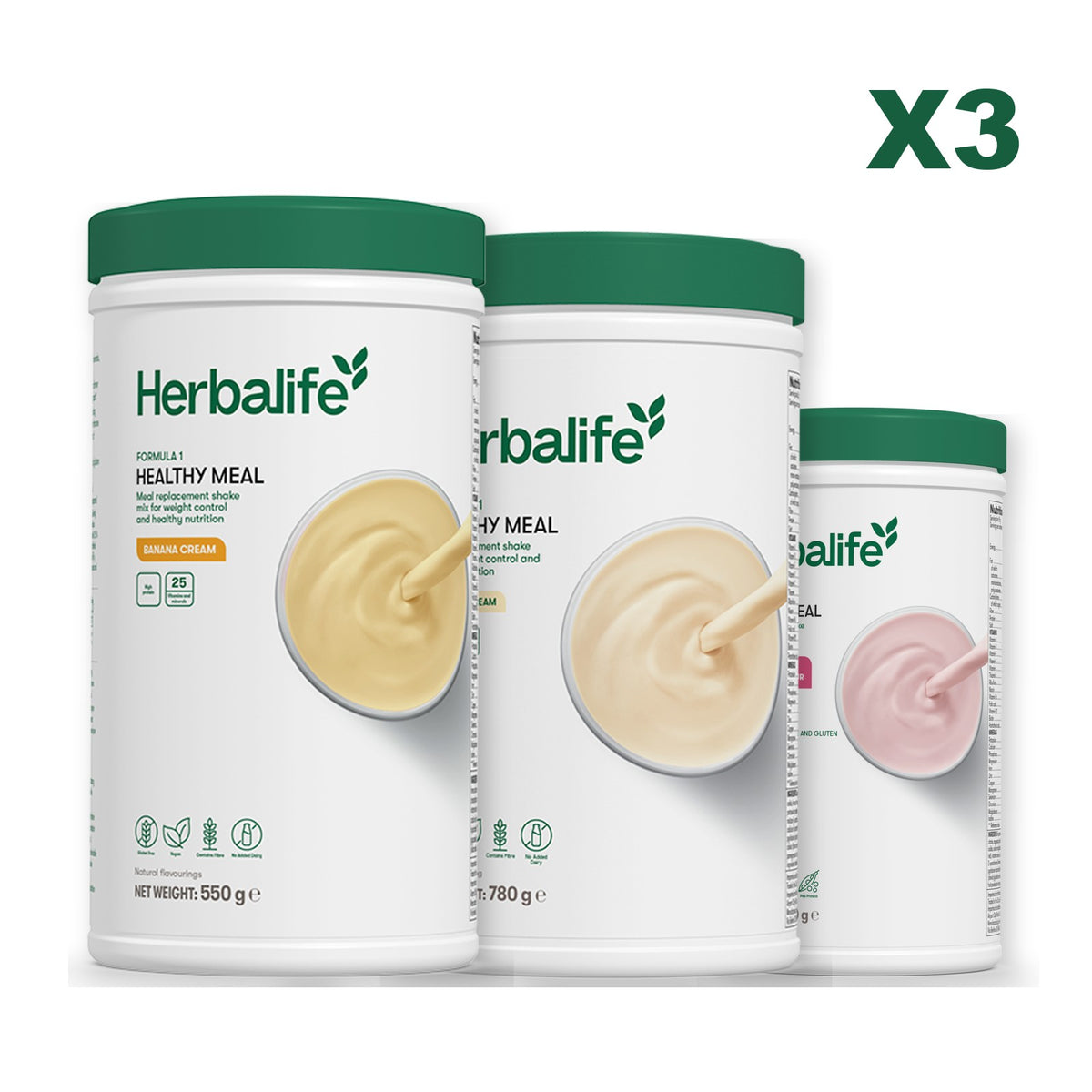 Formula 1 Banana Cream plus 2 flavours of your choice - Vanilla (Large 780g) / Free From Raspberry & White Chocolate