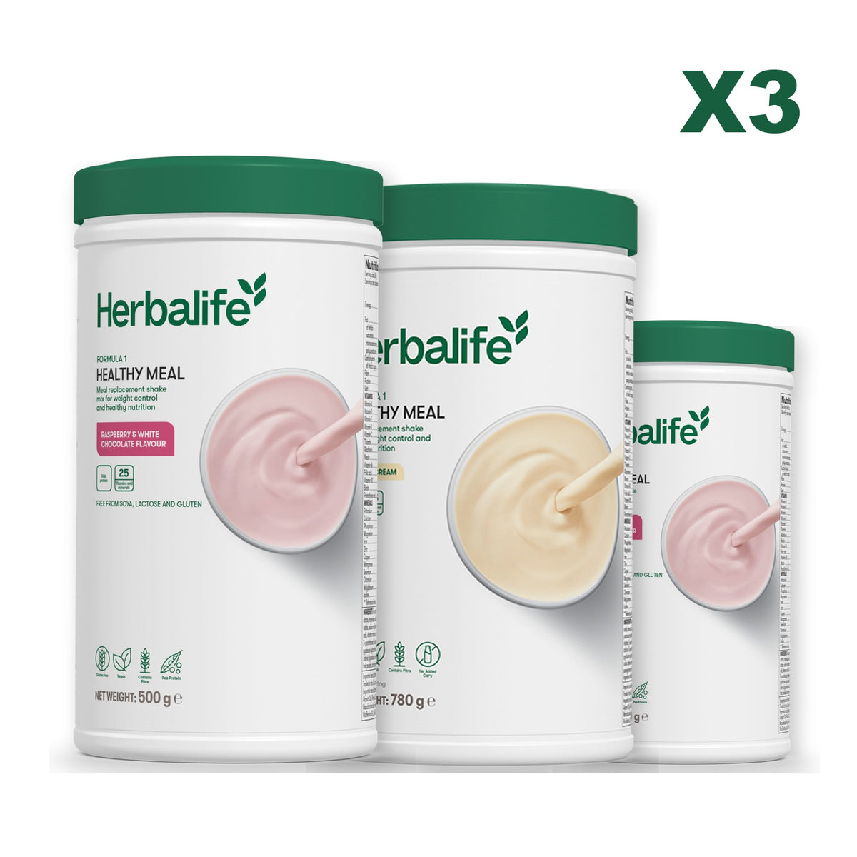 Formula 1 Free From Raspberry and White Chocolate plus 2 flavours of your choice - Vanilla (Large 780g) / Free From Raspberry & White Chocolate