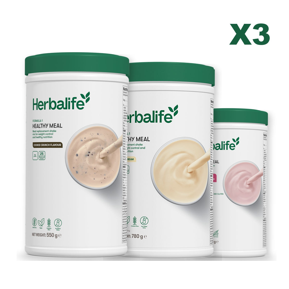 Formula 1 Cookie Crunch plus 2 flavours of your choice - Vanilla (Large 780g) / Free From Raspberry & White Chocolate
