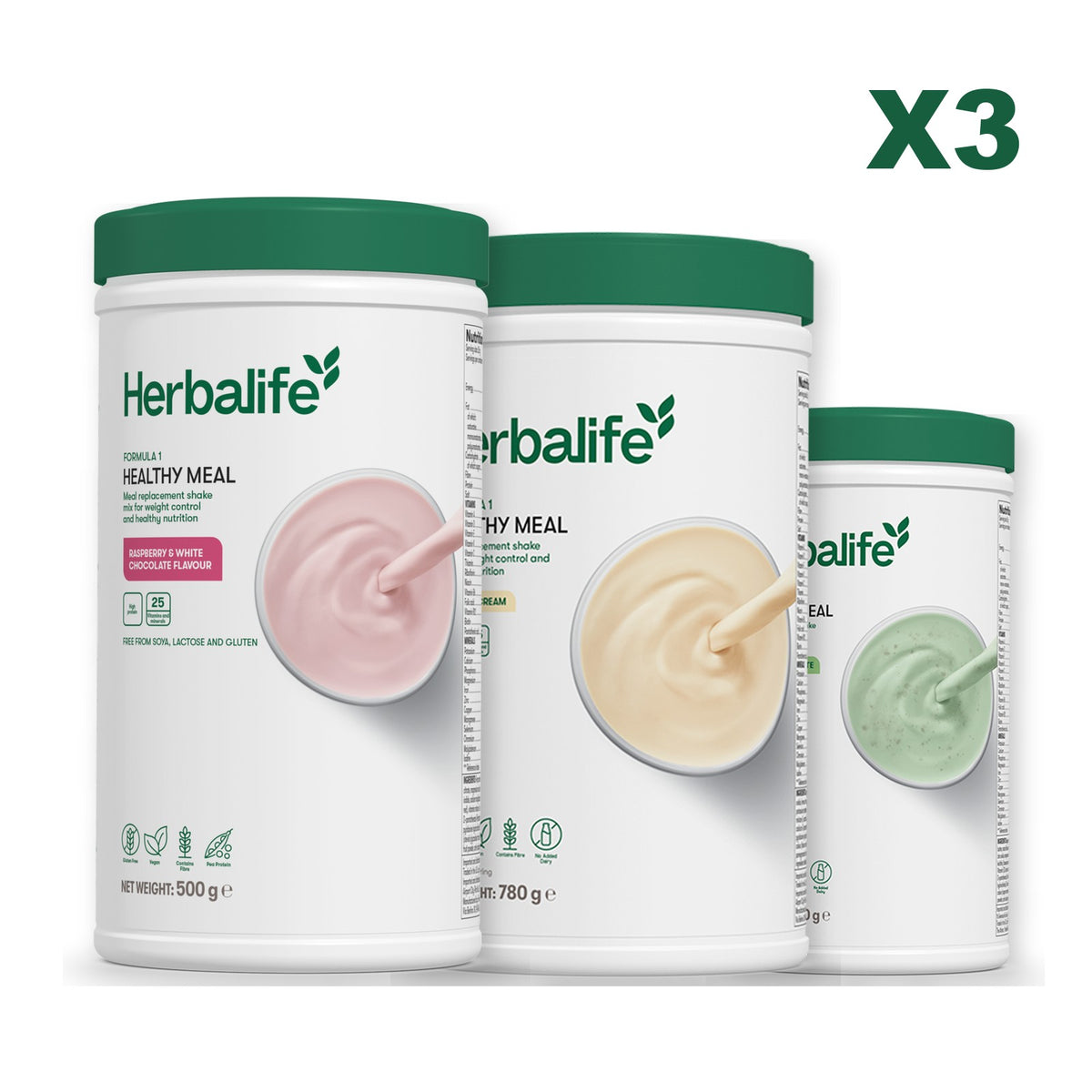 Formula 1 Free From Raspberry and White Chocolate plus 2 flavours of your choice - Vanilla (Large 780g) / Mint Chocolate