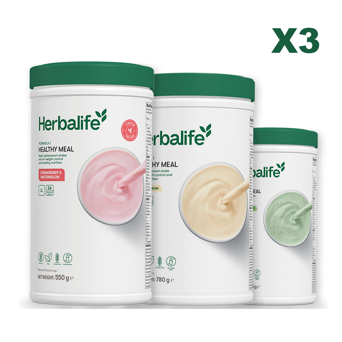 Formula 1 Strawberry Watermelon plus 2 flavours of your choice - Vanilla (Large 780g) / Mint Chocolate