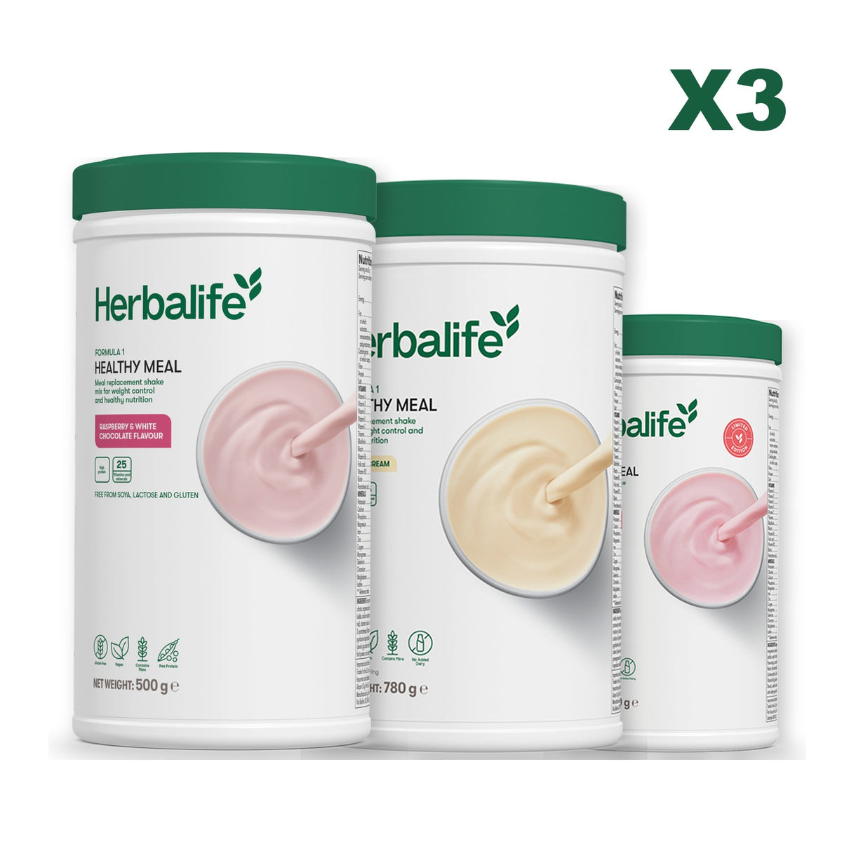 Formula 1 Free From Raspberry and White Chocolate plus 2 flavours of your choice - Vanilla (Large 780g) / Strawberry Watermelon