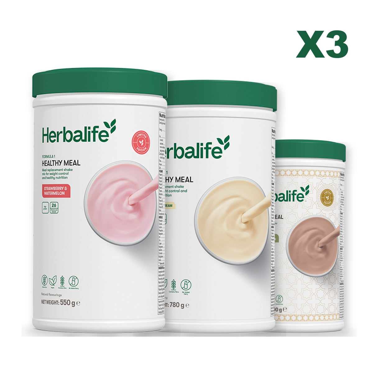 Formula 1 Strawberry Watermelon plus 2 flavours of your choice - Vanilla (Large 780g) / Dubai Style Chocolate