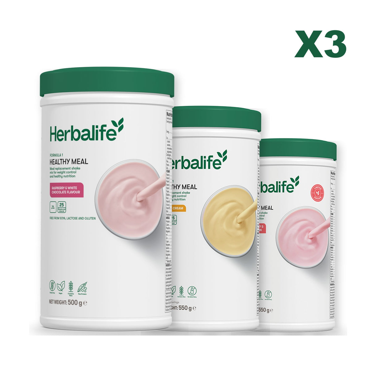 Formula 1 Free From Raspberry and White Chocolate plus 2 flavours of your choice - Banana Cream / Strawberry Watermelon