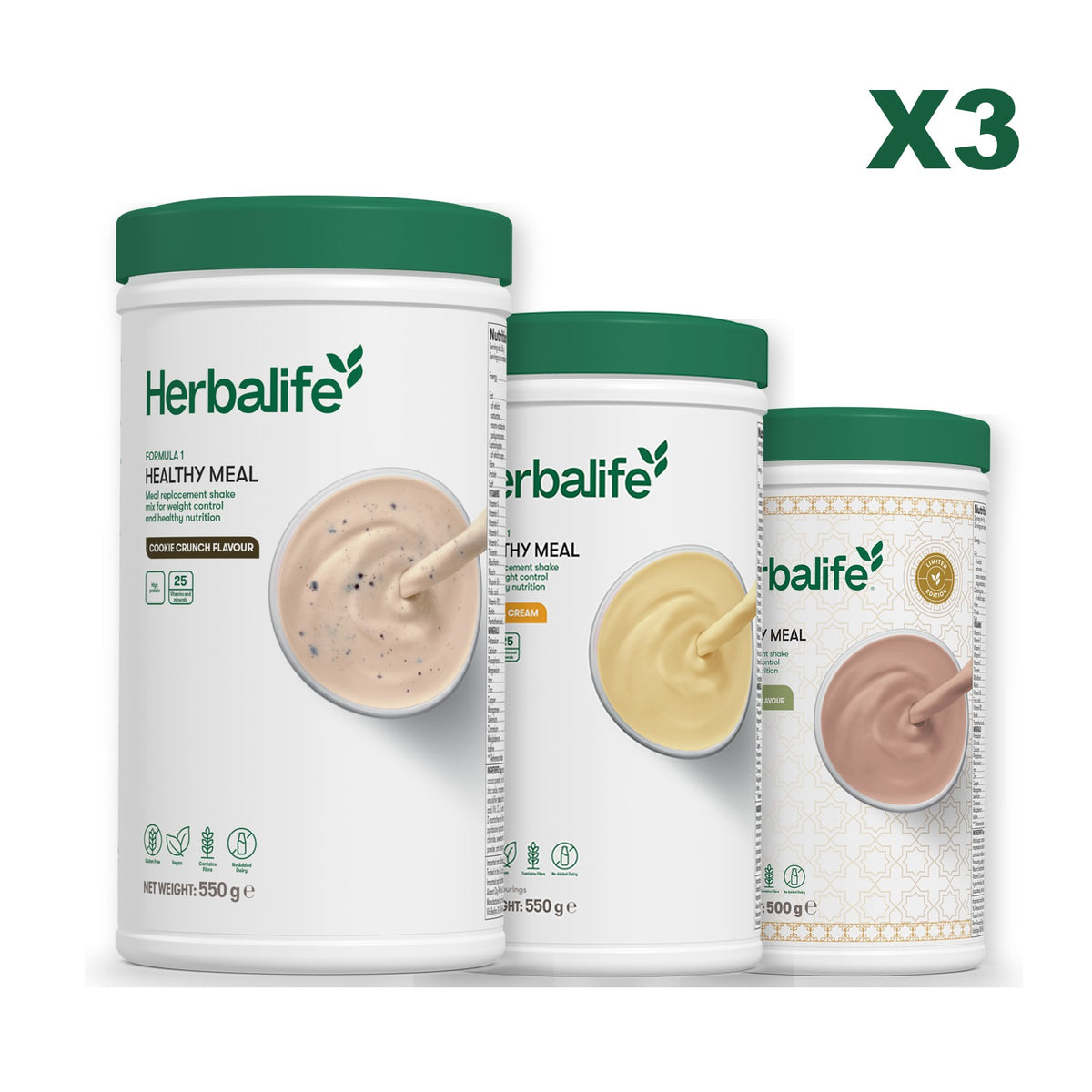 Formula 1 Cookie Crunch plus 2 flavours of your choice - Banana Cream / Dubai Style Chocolate