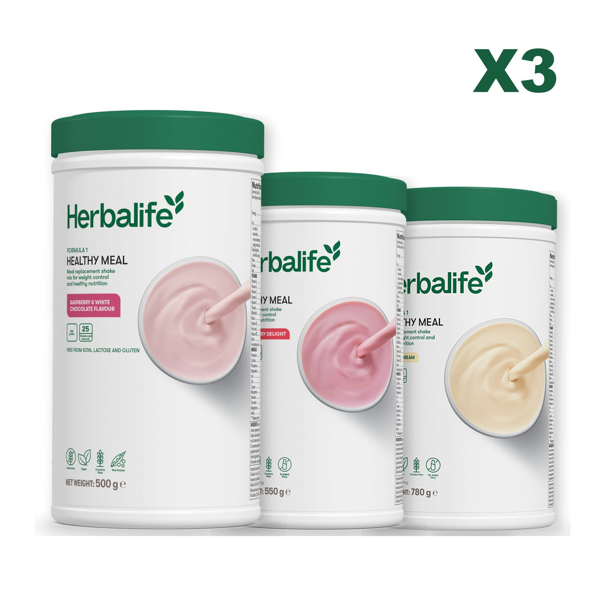Formula 1 Free From Raspberry and White Chocolate plus 2 flavours of your choice - Strawberry / Vanilla (Large 780g)