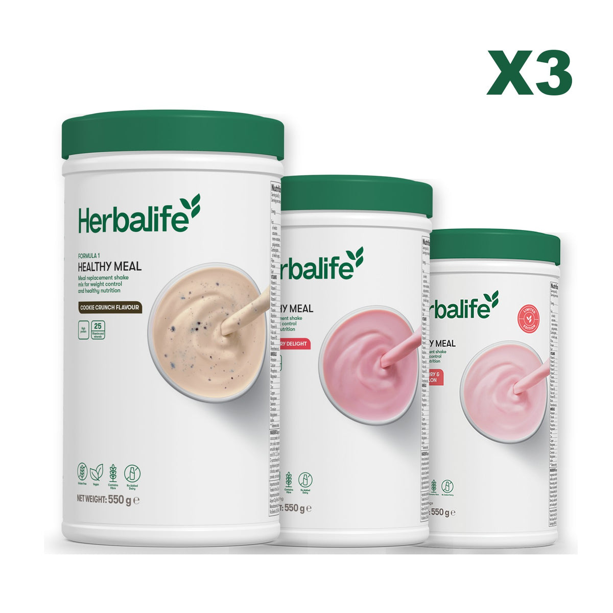 Formula 1 Cookie Crunch plus 2 flavours of your choice - Strawberry / Strawberry Watermelon
