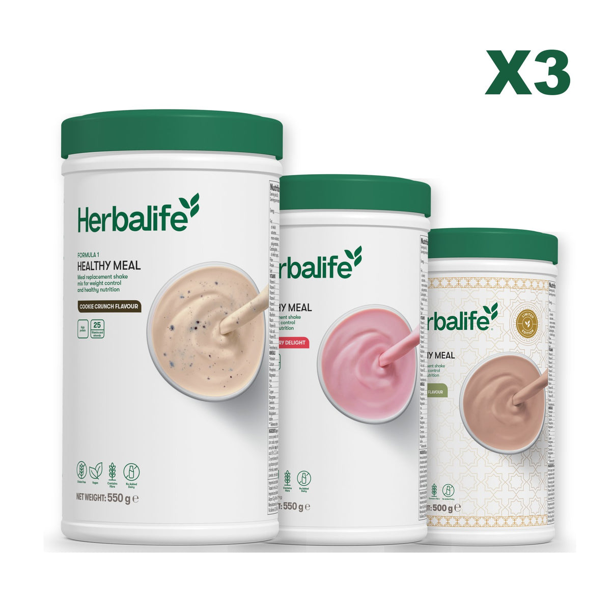 Formula 1 Cookie Crunch plus 2 flavours of your choice - Strawberry / Dubai Style Chocolate