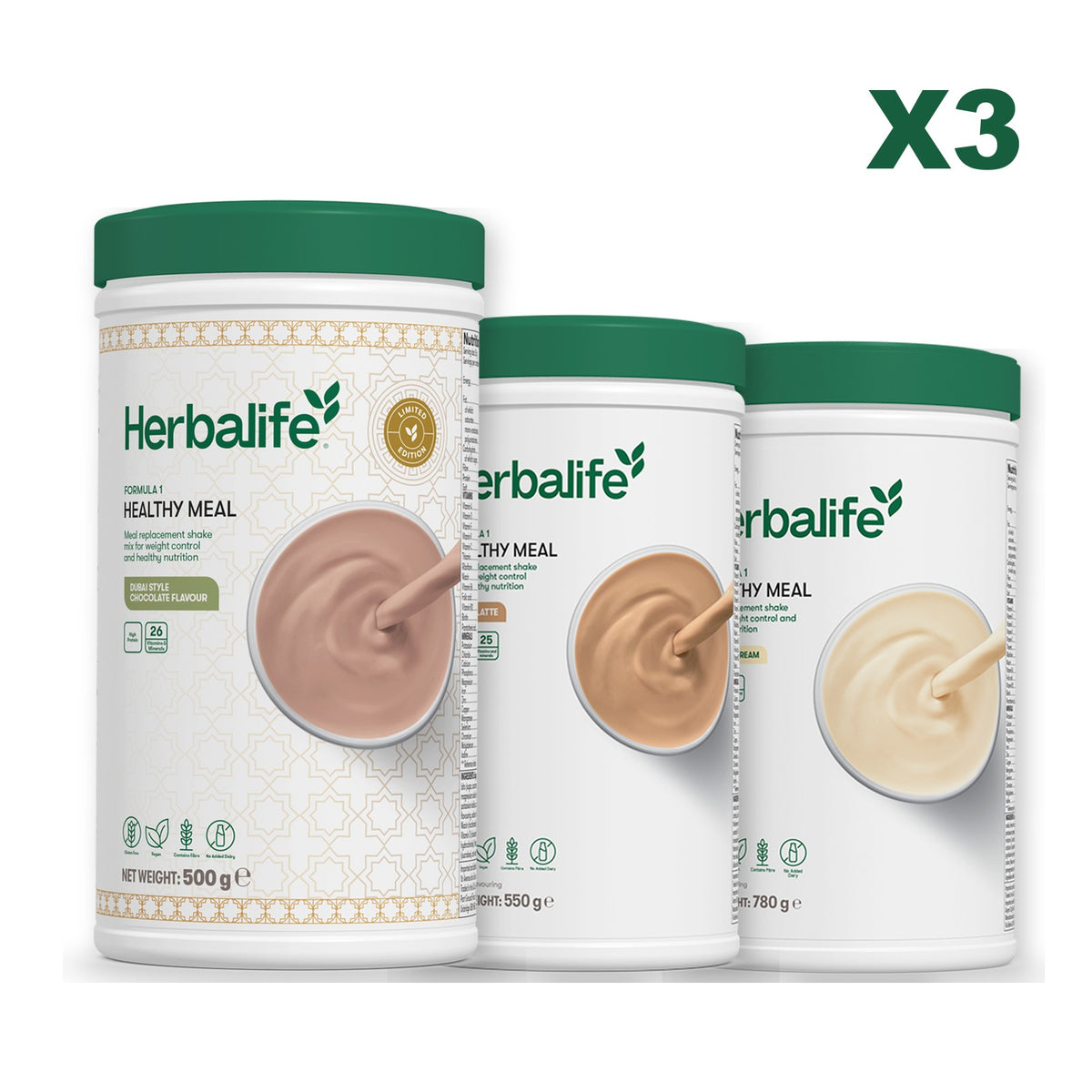 Formula 1 Dubai Style Chocolate plus 2 flavours of your choice - Cafe Latte / Vanilla (Large 780g)