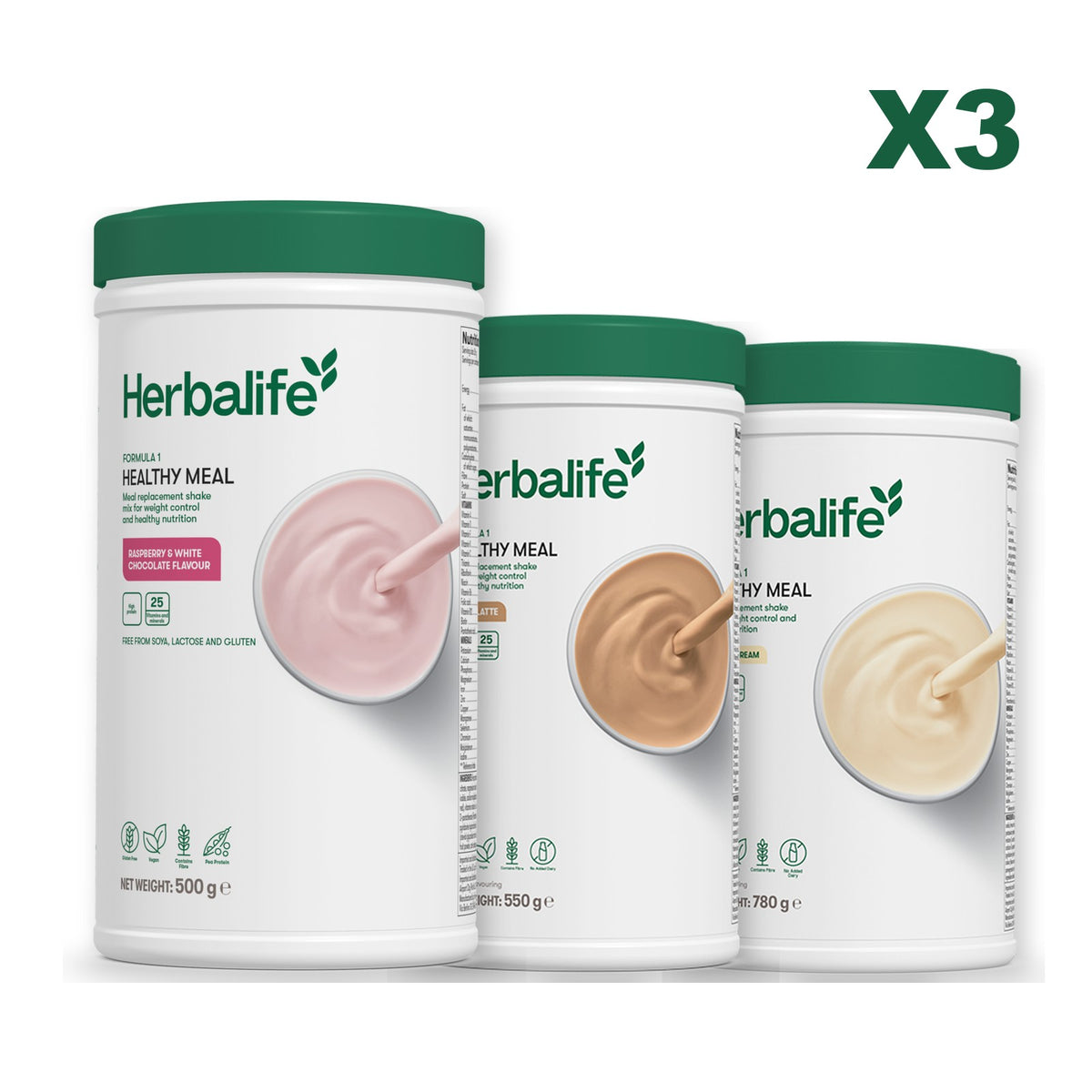 Formula 1 Free From Raspberry and White Chocolate plus 2 flavours of your choice - Cafe Latte / Vanilla (Large 780g)
