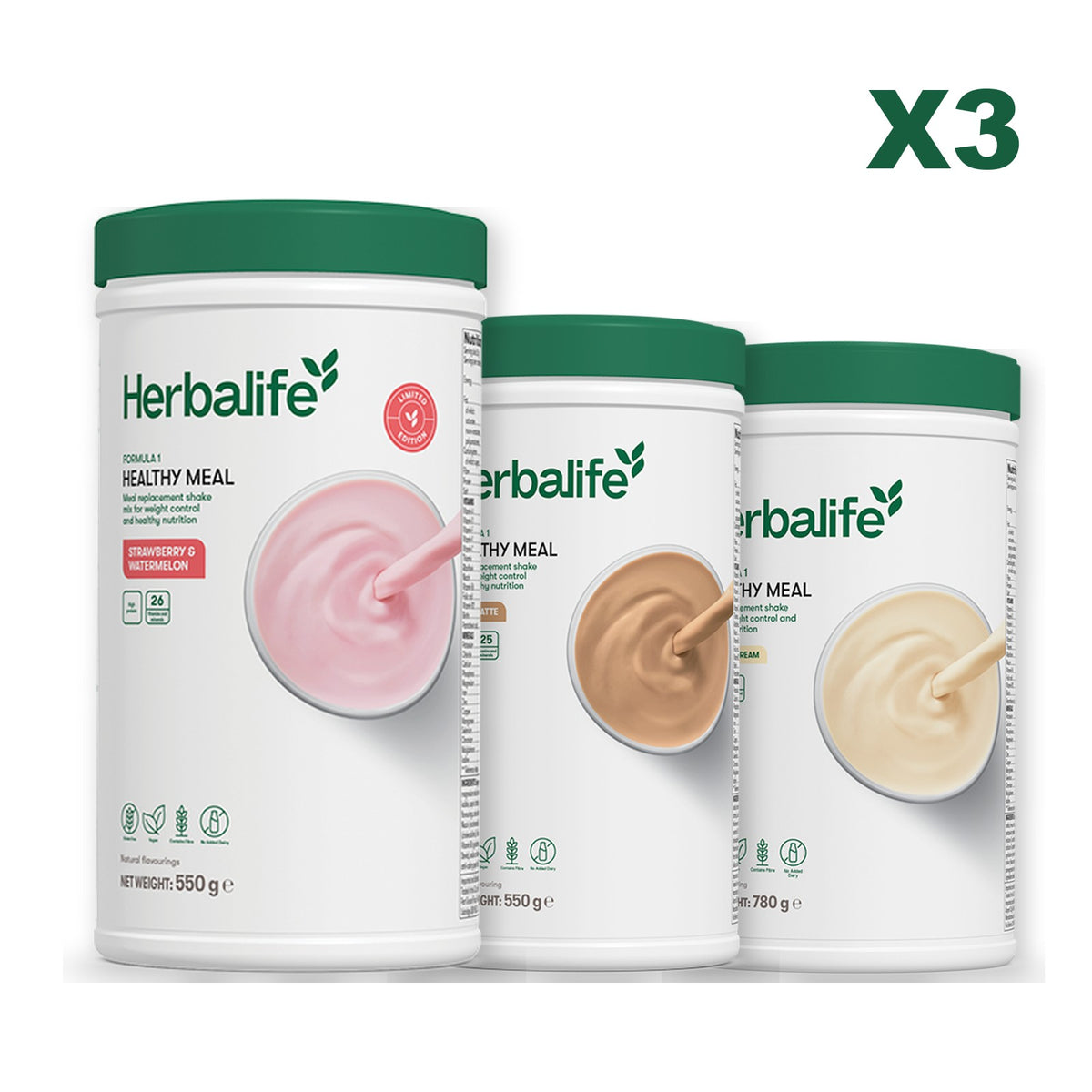 Formula 1 Strawberry Watermelon plus 2 flavours of your choice - Cafe Latte / Vanilla (Large 780g)