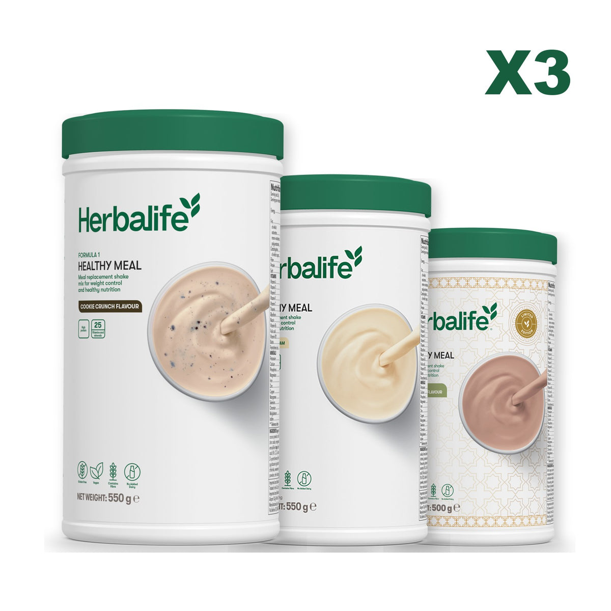 Formula 1 Cookie Crunch plus 2 flavours of your choice - Vanilla / Dubai Style Chocolate