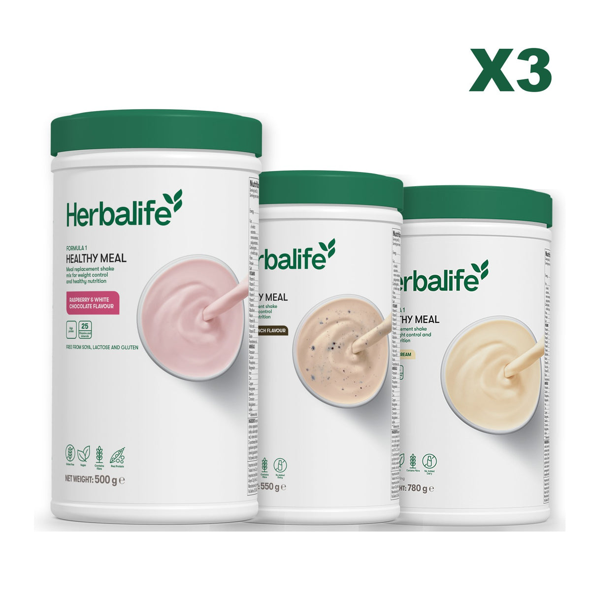 Formula 1 Free From Raspberry and White Chocolate plus 2 flavours of your choice - Cookie Crunch / Vanilla (Large 780g)