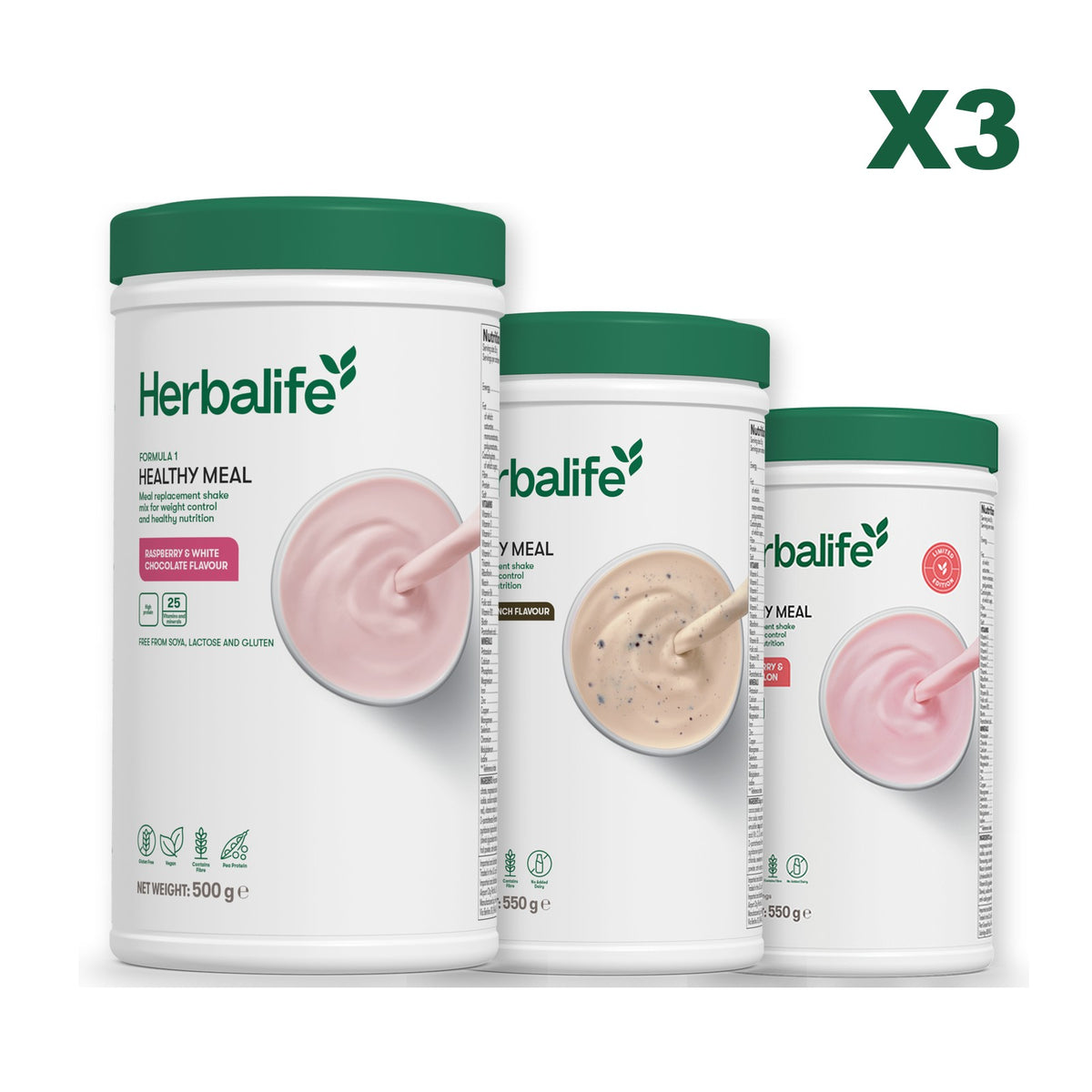 Formula 1 Free From Raspberry and White Chocolate plus 2 flavours of your choice - Cookie Crunch / Strawberry Watermelon