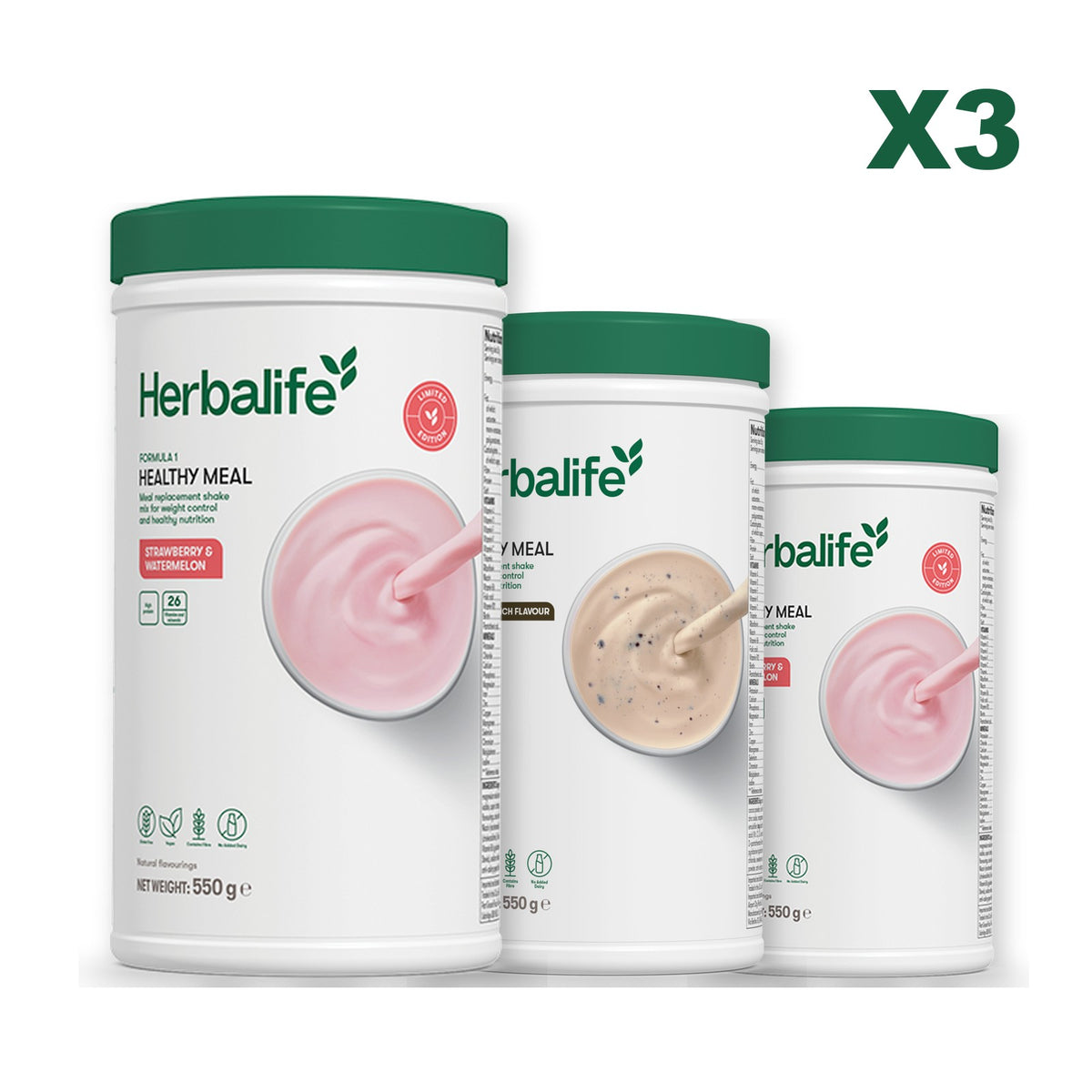 Formula 1 Strawberry Watermelon plus 2 flavours of your choice - Cookie Crunch / Strawberry Watermelon