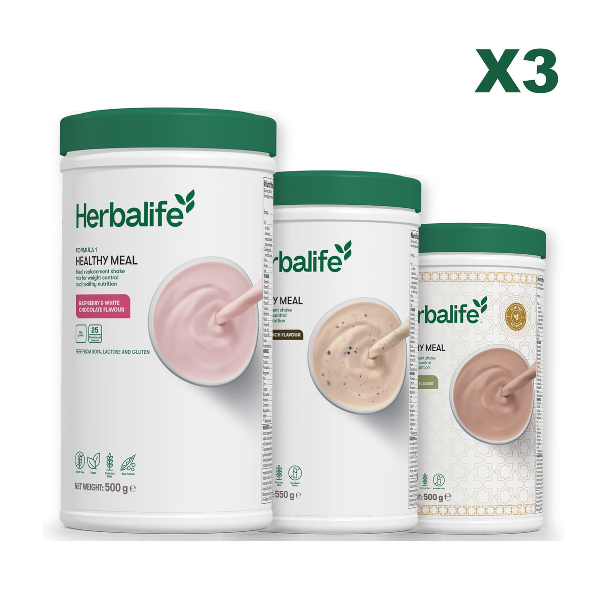 Formula 1 Free From Raspberry and White Chocolate plus 2 flavours of your choice - Cookie Crunch / Dubai Style Chocolate