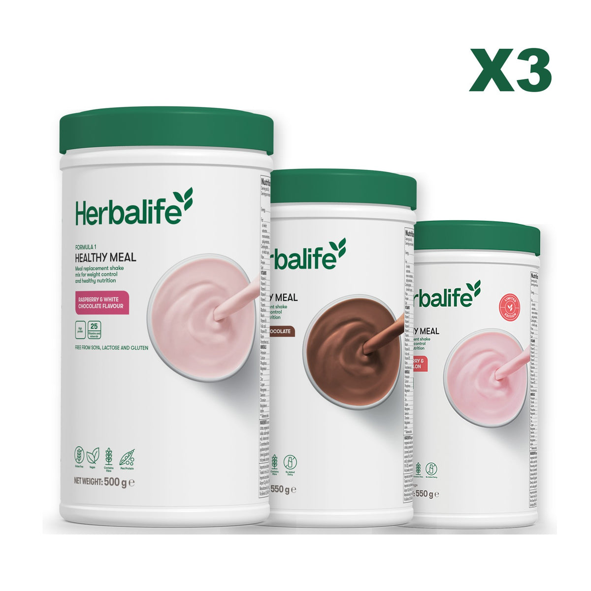Formula 1 Free From Raspberry and White Chocolate plus 2 flavours of your choice - Chocolate / Strawberry Watermelon