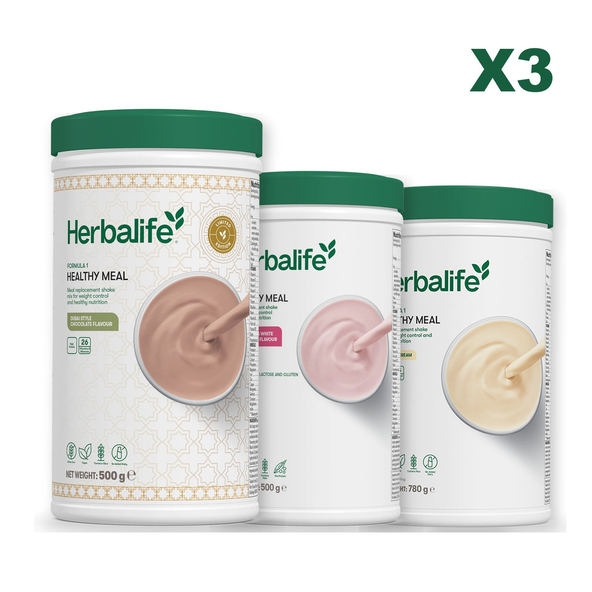 Formula 1 Dubai Style Chocolate plus 2 flavours of your choice - Free From Raspberry & White Chocolate / Vanilla (Large 780g)