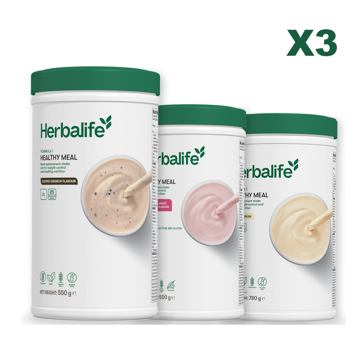 Formula 1 Cookie Crunch plus 2 flavours of your choice - Free From Raspberry & White Chocolate / Vanilla (Large 780g)