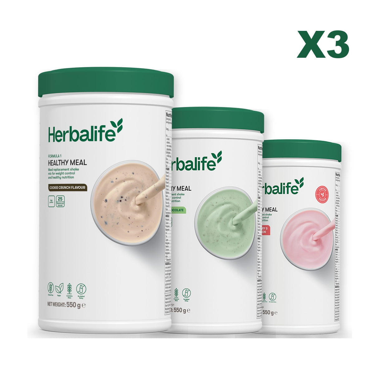 Formula 1 Cookie Crunch plus 2 flavours of your choice - Mint Chocolate / Strawberry Watermelon