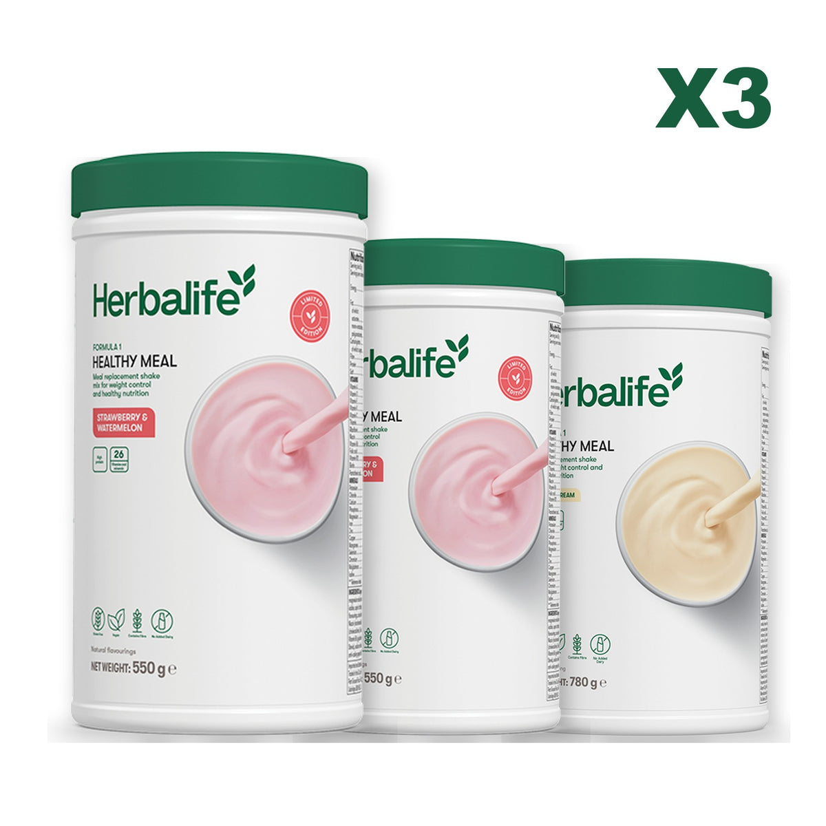 Formula 1 Strawberry Watermelon plus 2 flavours of your choice - Strawberry Watermelon / Vanilla (Large 780g)
