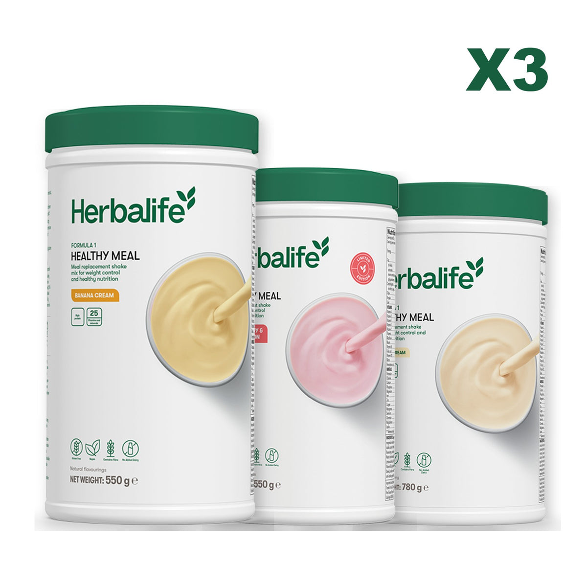 Formula 1 Banana Cream plus 2 flavours of your choice - Strawberry Watermelon / Vanilla (Large 780g)
