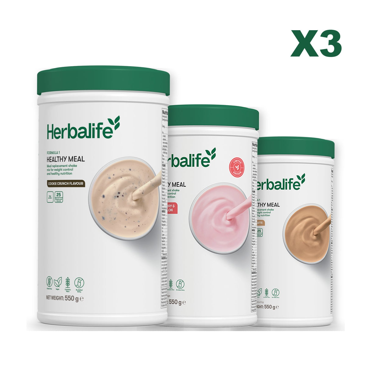 Formula 1 Cookie Crunch plus 2 flavours of your choice - Strawberry Watermelon / Cafe Latte