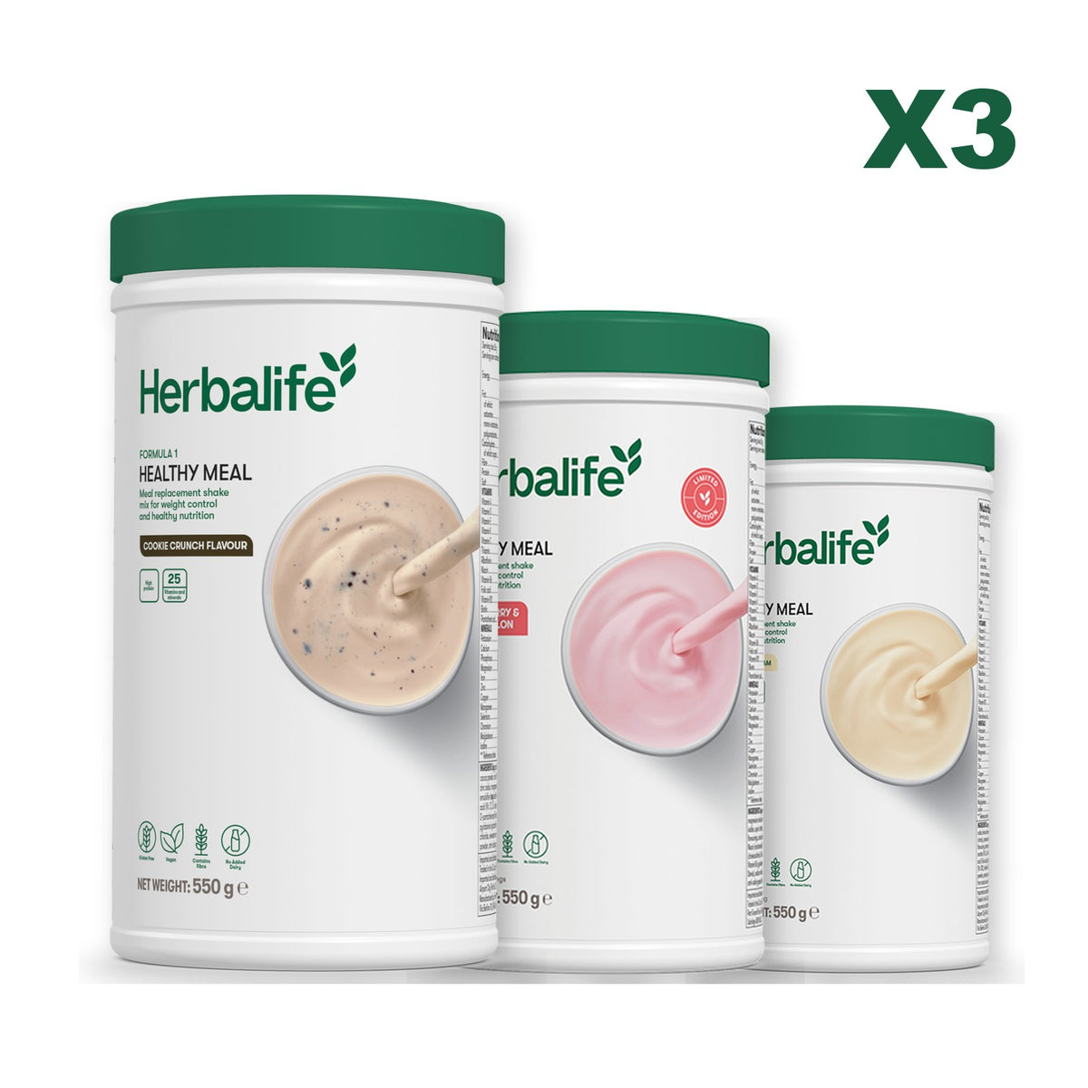 Formula 1 Cookie Crunch plus 2 flavours of your choice - Strawberry Watermelon / Vanilla