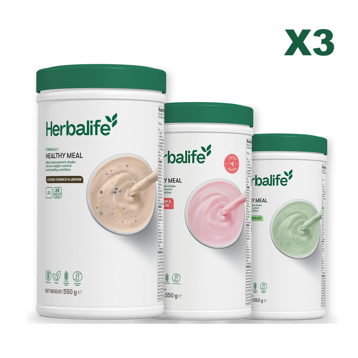 Formula 1 Cookie Crunch plus 2 flavours of your choice - Strawberry Watermelon / Mint Chocolate