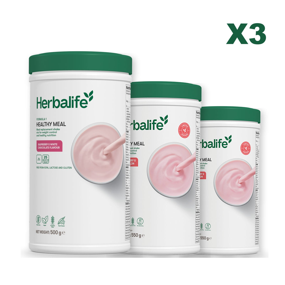 Formula 1 Free From Raspberry and White Chocolate plus 2 flavours of your choice - Strawberry Watermelon / Strawberry Watermelon