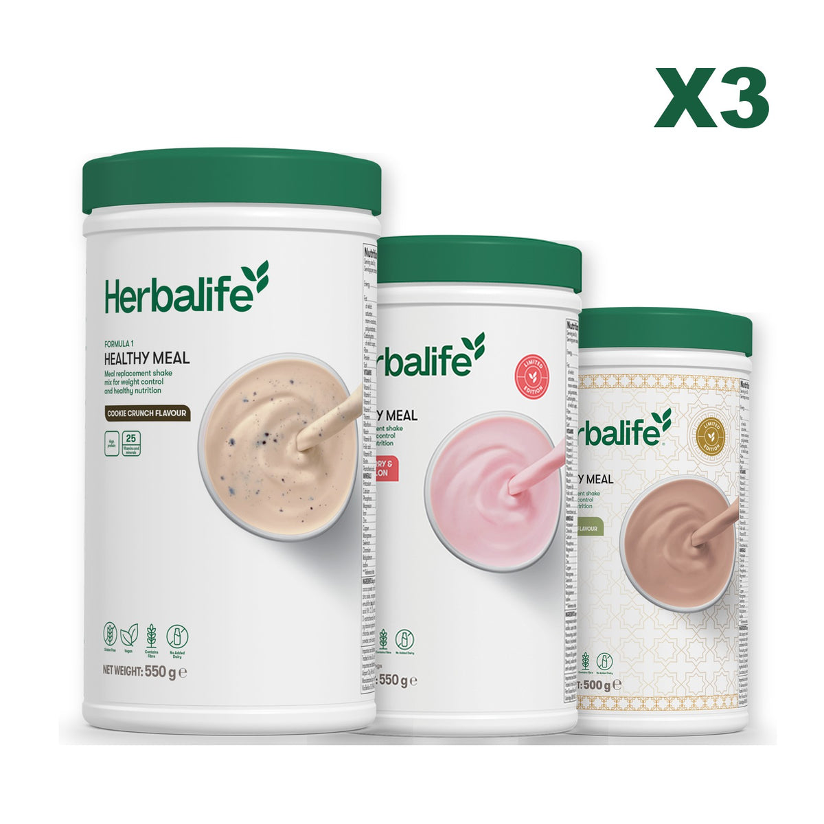 Formula 1 Cookie Crunch plus 2 flavours of your choice - Strawberry Watermelon / Dubai Style Chocolate