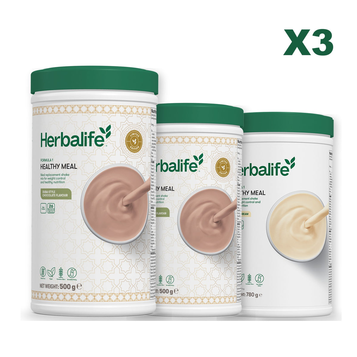 Formula 1 Dubai Style Chocolate plus 2 flavours of your choice - Dubai Style Chocolate / Vanilla (Large 780g)