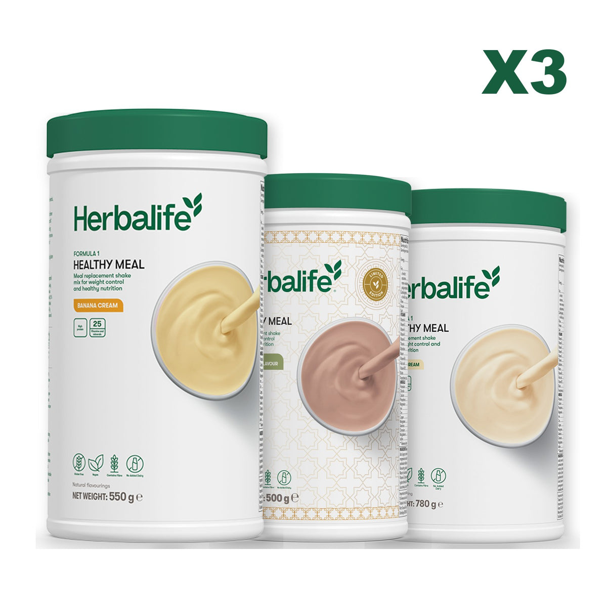Formula 1 Banana Cream plus 2 flavours of your choice - Dubai Style Chocolate / Vanilla (Large 780g)