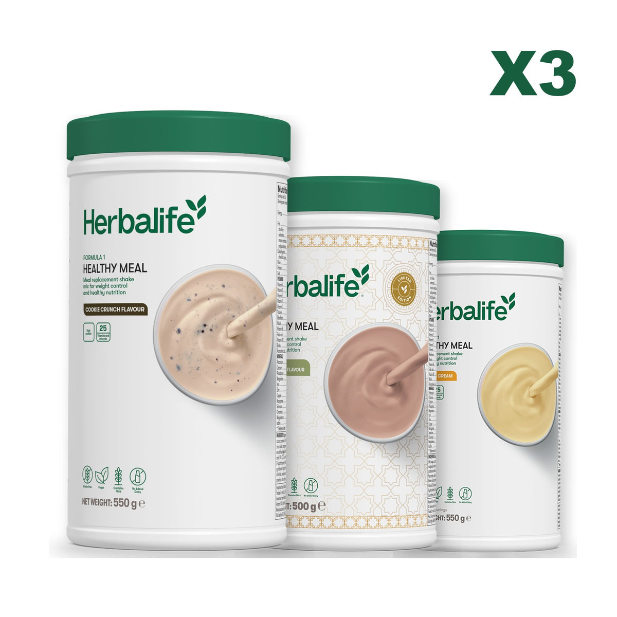 Formula 1 Cookie Crunch plus 2 flavours of your choice - Dubai Style Chocolate / Banana Cream