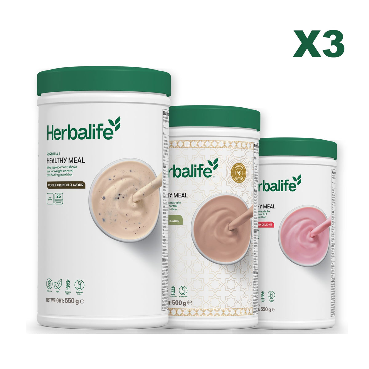 Formula 1 Cookie Crunch plus 2 flavours of your choice - Dubai Style Chocolate / Strawberry