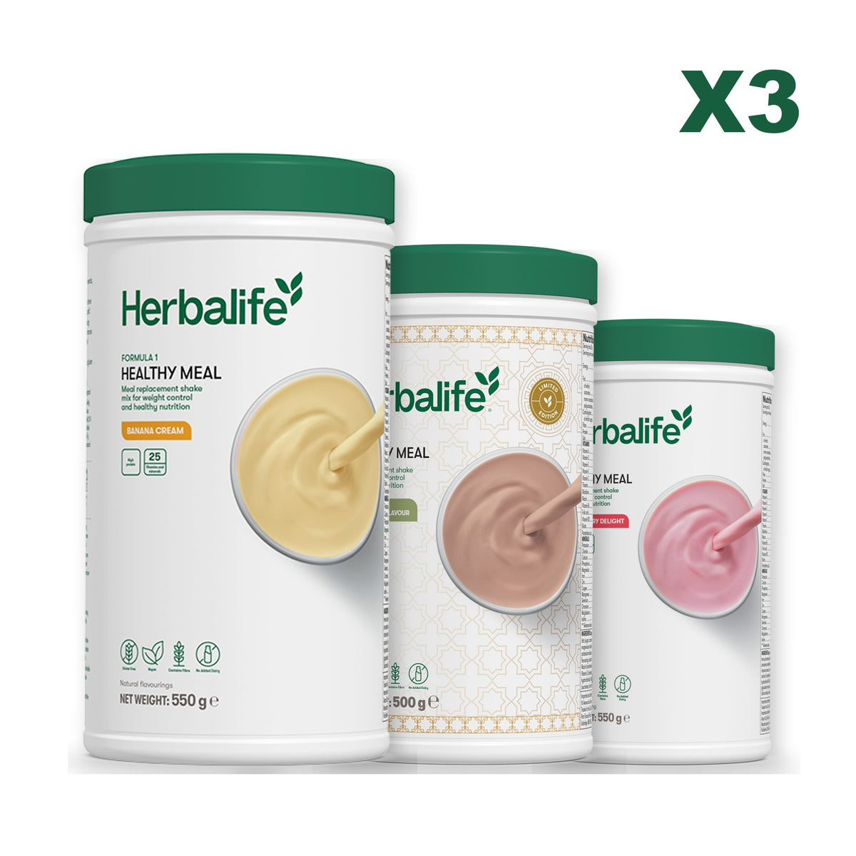 Formula 1 Banana Cream plus 2 flavours of your choice - Dubai Style Chocolate / Strawberry