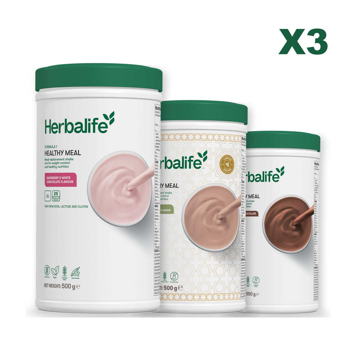Formula 1 Free From Raspberry and White Chocolate plus 2 flavours of your choice - Dubai Style Chocolate / Chocolate